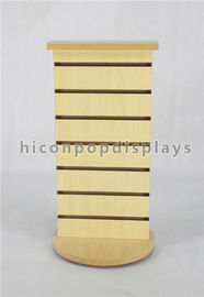 China Bancada de madeira baixa redonda do suporte de exposição de Slatwall de 2 maneiras da cremalheira de exposição do girador fornecedor