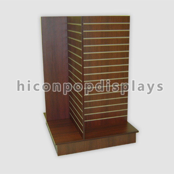 Exposição livre de madeira móvel da posição do suporte de exposição do compartimento de Slatwall da função de 2 maneiras